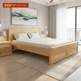 Giường Gỗ Sồi Nga Chạm Rẻ Quạt Mặt Tấm Pano Chống Cong Vênh