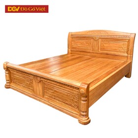 Giường Gỗ Tự Nhiên Cao Cấp Đầu Cong Chạm Họa Tiết Tinh Xảo