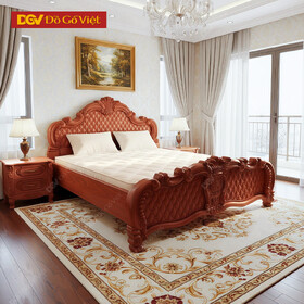 Giường Hương Đá Đầu Vương Miện Chạm Nổi Nghệ Thuật