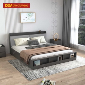 Giường Nằm Gỗ Kiểu Hiện Đại Đầu Bọc Nệm Gắn Kèm Kệ Để Đồ