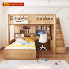 Giường Ngủ 2 Tầng Thông Minh Gỗ Sồi Tự Nhiên Đầy Đủ Tiện Ích