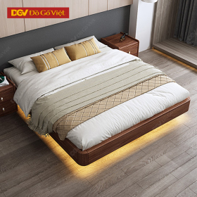 Giường Ngủ Bay Không Đầu Giường Gỗ Óc Chó Có LED