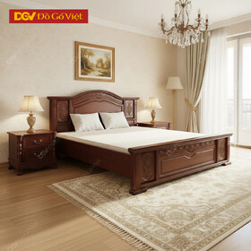 Giường Ngủ Căm Xe Tự Nhiên Kiểu Cổ Điển Chạm Hoa Đẹp