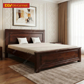 Giường Ngủ Gỗ Căm Xe Khung Pano Khắc Hoa Văn Kẻ Sọc Ngang