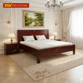 Giường Ngủ Gỗ Căm Xe Mẫu Trơn Chân Cao Hiện Đại