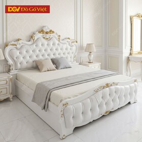 Giường Ngủ Gỗ Công Nghiệp Cổ Điển Nệm Hồng Đẹp Giá Rẻ