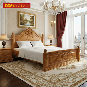 Giường Ngủ Gõ Đỏ Phong Cách Cổ Điển Châu Âu Quyền Quý