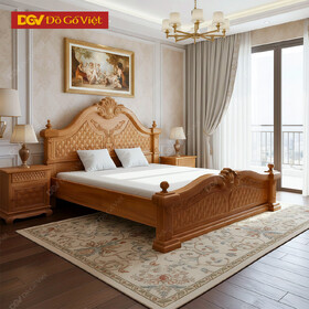Giường Ngủ Gỗ Gõ Đỏ Màu Tự Nhiên Chạm Vỏ Sò Sang Trọng
