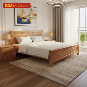 Giường Ngủ Gỗ Sồi Đẹp Chân Cao Chạm Hoa Truyền Thống