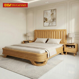 Giường Ngủ Gỗ Sồi Mỹ Chân Thuyền Cao Bo Góc Nghệ Thuật