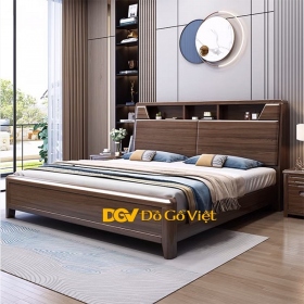 Giường Gỗ Sồi Tự Nhiên Hiện Đại Chân Cao Có Ngăn Kệ Đầu...