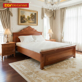 Giường Ngủ Gỗ Tự Nhiên Đẹp Kiểu Âu Cổ Điển Sang Trọng
