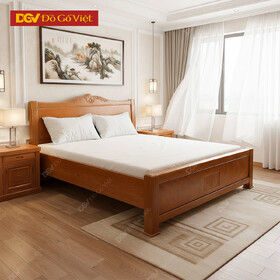 Giường Ngủ Xoan Đào Mẫu Nữ Hoàng Chạm Hoa Truyền Thống