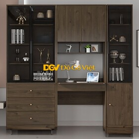 Kệ Để Sách Đa Tầng Cánh Kính Hiện Đại Màu Sồi Phối Trắng