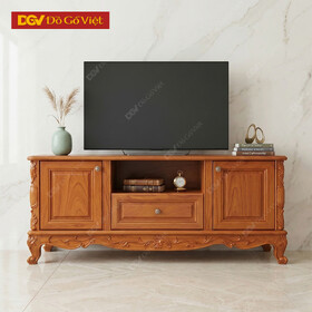 Kệ Để Tivi Gỗ Gõ Đỏ Phong Cách Cổ Điển Đẹp Cao Cấp