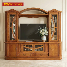 Kệ Để Tivi Kết Hợp Tủ Rượu Vòm Tròn Gỗ Sồi Nga Đẹp Rẻ