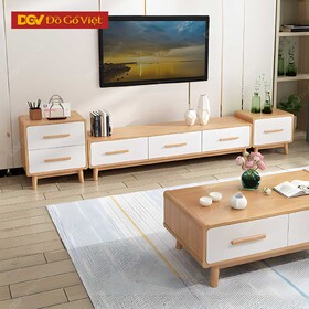 Kệ Tivi Gỗ Cao Su Veneer Sồi Kiểu Bắc Âu Cho Căn Hộ Nhỏ