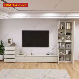 Kệ Tivi Gỗ MDF Màu Trắng Kết Hợp Tủ Chứa Đồ Đa Năng Giá...