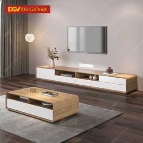 Kệ Tivi Gỗ Tự Nhiên Màu Vàng Sồi Phối Trắng Đẹp Tiện Dụng