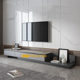 Kệ Tivi Hiện Đại Thay Đổi Kích Thước Gỗ MDF Màu Xám Mặt Đá Đẹp