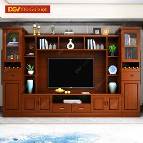 Kệ Tivi Kết Hợp Tủ Rượu Và Trang Trí Gỗ Veneer Sồi Đẹp