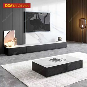 Kệ Tivi Phòng Khách Gỗ MDF Mặt Vân Đá Phối Trắng Đẹp