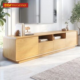 Kệ Tivi Phòng Khách Gỗ Veneer Sồi Hiện Đại Góc Bo Tinh Tế