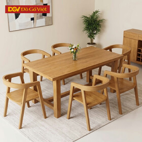 Mẫu Bàn Ghế Ăn Gỗ Sồi Mỹ Tựa Lưng Bo Cong Hiện Đại