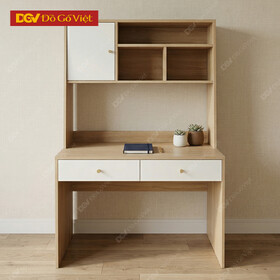 Mẫu Bàn Học Hiện Đại Gỗ MDF Cánh Sơn Trắng Phối Kệ