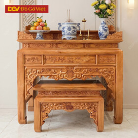 Mẫu Bàn Thờ Án Gian 1m53 Gỗ Gõ Đỏ Kèm Bàn Cúng Đẹp 2026