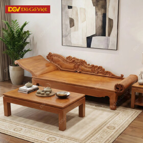 Mẫu Ghế Phương Lười Gỗ Gõ Đỏ Phối Hoa Văn Chạm Khắc Uốn...