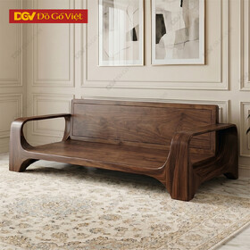 Mẫu Ghế Sofa Gỗ Óc Chó Khung Gỗ Bo Tròn Chân Vòm Tay Chữ C