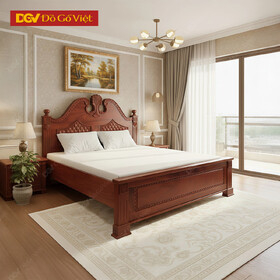 Mẫu Giường Gỗ Xoan Đào Đẹp Đầu Vòm Chạm Hoa Văn Cổ Điển