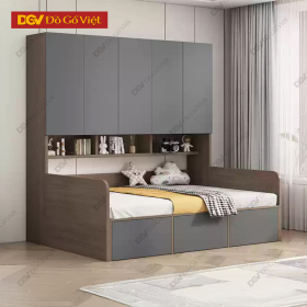 Mẫu Giường Liền Tủ Quần Áo Màu Xám Kiểu Hiện Đại Bền Đẹp