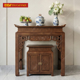 Mẫu Hương Án Đẹp Loại 1 Tầng Đơn Giản Chạm Hoa Sen Tinh Tế