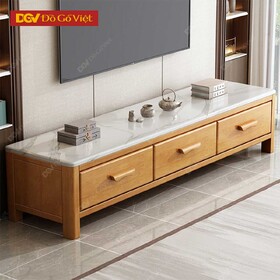 Mẫu Kệ Tivi Gỗ Cao Su Veneer Sồi Mặt Vân Đá Sang Trọng