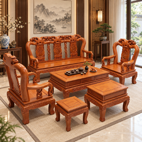 Mẫu Salon Phòng Khách Gỗ Hương Đá Chạm Chim Hoa Tinh Xảo