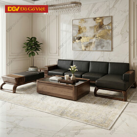 Mẫu Sofa Gỗ Óc Chó Góc L Hiện Đại Bọc Nệm Cao Cấp Mới