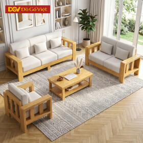 Mẫu Sofa Phòng Khách Gỗ Sồi Mỹ Thiết Kế Khung Nan Thoáng Khí