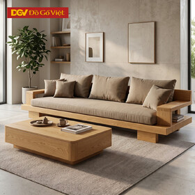 Mẫu Sofa Phòng Khách Gỗ Sồi Mỹ Thiết Kế Xếp Khối Độc Đáo