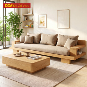 Mẫu Sofa Phòng Khách Gỗ Sồi Mỹ Thiết Kế Xếp Khối Độc Đáo