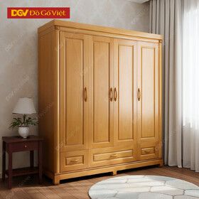 Mẫu Tủ Áo Gõ Đỏ Cánh Mở Truyền Thống Đa Ngăn Tiện Ích