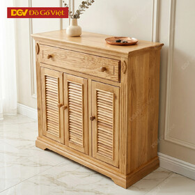 Mẫu Tủ Giày Dép Gỗ Sồi Đẹp 2 Buồng 1 Ngăn Kéo