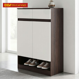 Mẫu Tủ Giày Gỗ MDF Đa Kệ Lưu Trữ Phối Cánh Sơn Trắng
