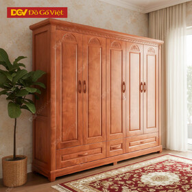 Mẫu Tủ Quần Áo Gỗ 5 Cánh Dành Cho Gia Đình Đông Người
