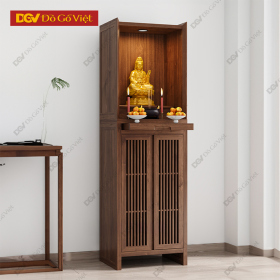 Mẫu Tủ Thờ Phật Nhỏ Tại Gia Vân Gỗ Đẹp Trang Nghiêm