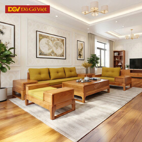 Sofa 2 Văng Gõ Đỏ Cao Cấp Chân Hươu Cho Phòng Khách Rộng