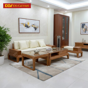 Sofa Gõ Đỏ Tự Nhiên 1 Văng Lớn Chân Hươu Đẹp Hiện Đại