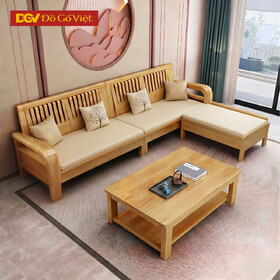 Sofa Gỗ Sồi Mỹ Tối Giản Hiện Đại Lưng Ghế Nan Dọc