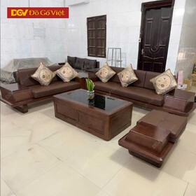 Sofa Gỗ Sồi Nga Chân Đứng 2 Văng Lớn Màu Óc Chó Đẹp Giá Rẻ